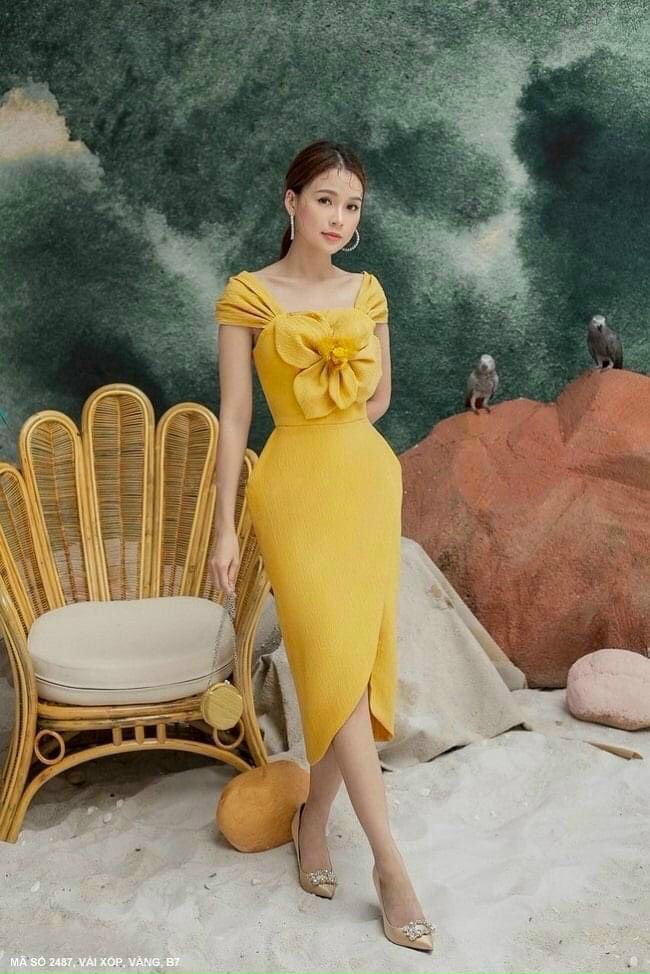 Đầm Ôm Hai Dây Lớn Đính Hoa - D2487